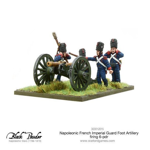 Napoleonic French Imperial Guard Foot Artillery firing 6-pdr