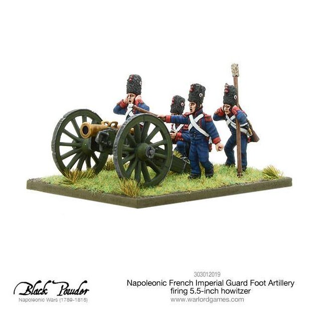 Napoleonic French Imperial Guard Foot Artillery firing howitzer