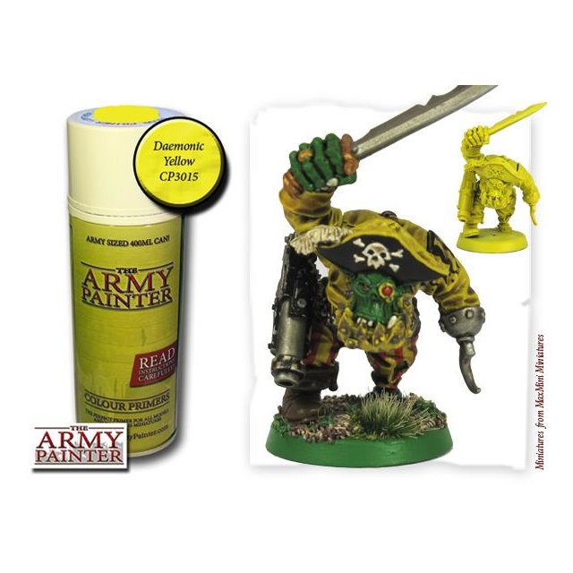 Bombe de sous couche Daemonic Yellow - Army Painter - Acheter vos figurines  & accessoires de peintures Warhammer - Playin by Magic Bazar