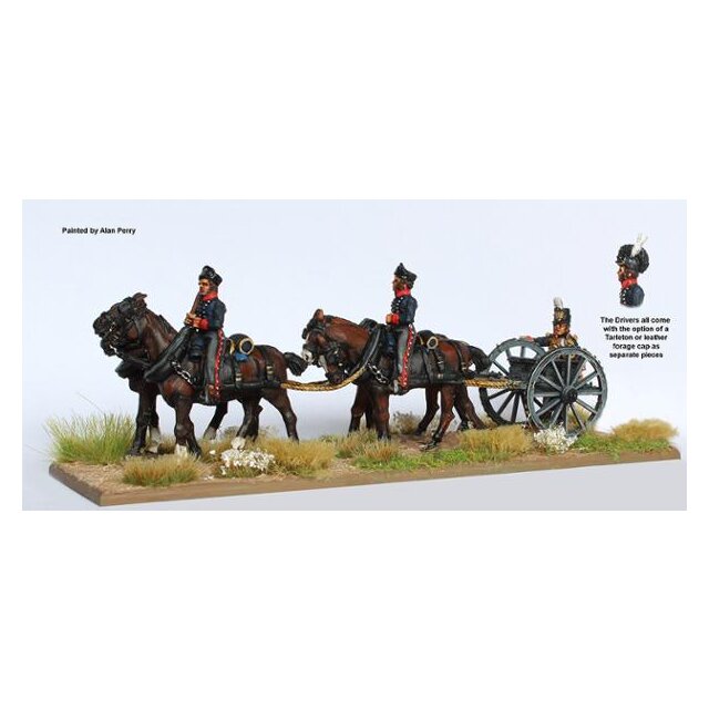 Royal Foot Artillery 4 horse limber (no gun) standing, drivers i