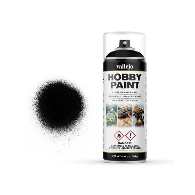 Vallejo Hobby Paint Spray Primer Premium Black (400ml)