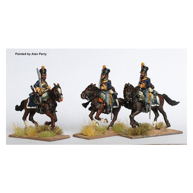 Dragoons of the Alcantara, galloping, swords shouldered (shakos)