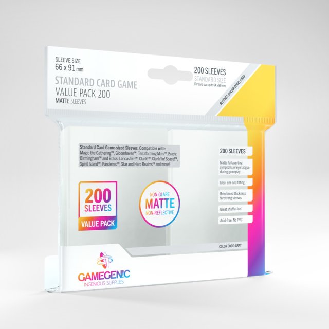 Kartenhüllen: Gamegenic MATTE Prime Sleeves Standard Value Pack Clear (200)
