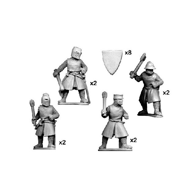 Dismounted knights with axes & maces