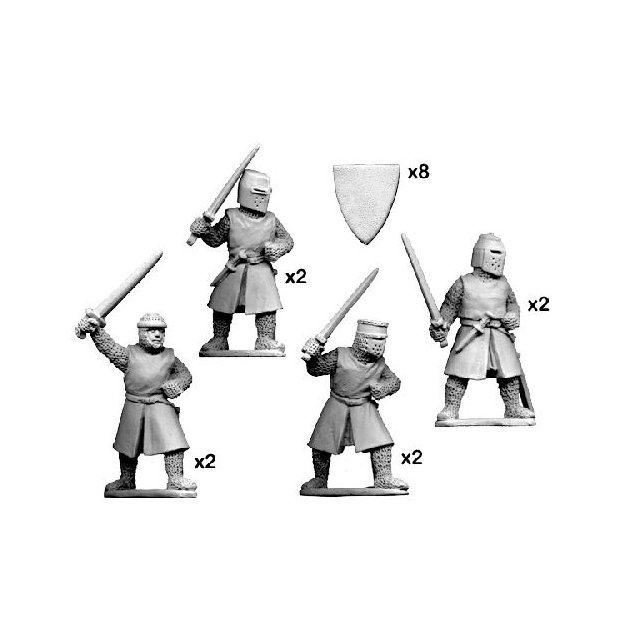 Dismounted knights with swords