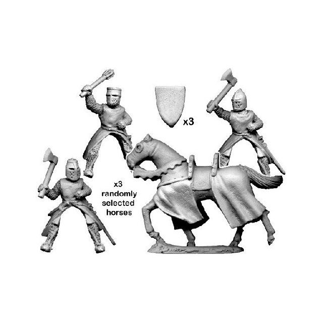 Mounted knights with axes & maces