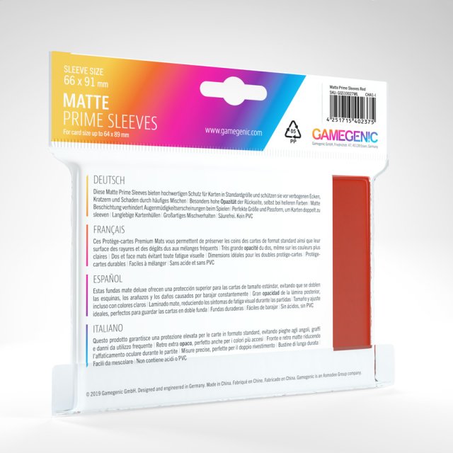 Kartenhüllen: Gamegenic MATTE Prime Sleeves Standard Red (100)