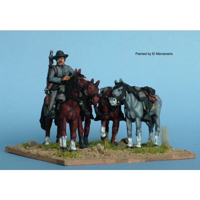 Confederate horse holder, plus 4 horses