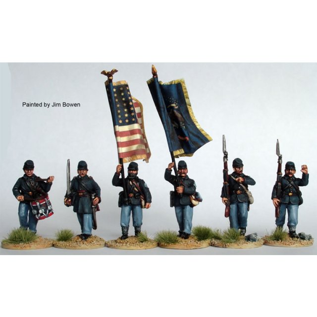 Union Infantry command advancing in sack coats