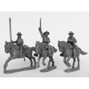 Union cavalry command in slouch hats, galloping