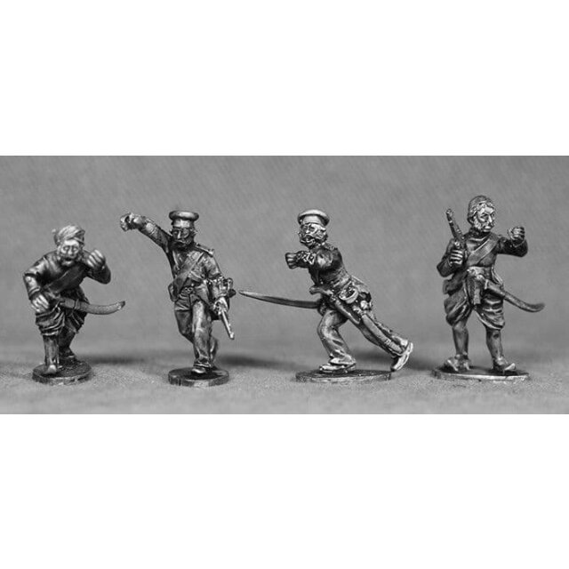 14 BNI Sepoy Ensigns (II), assorted styles of dress. (4 figs). (2 pairs: 1 attacking, 1 firing line)