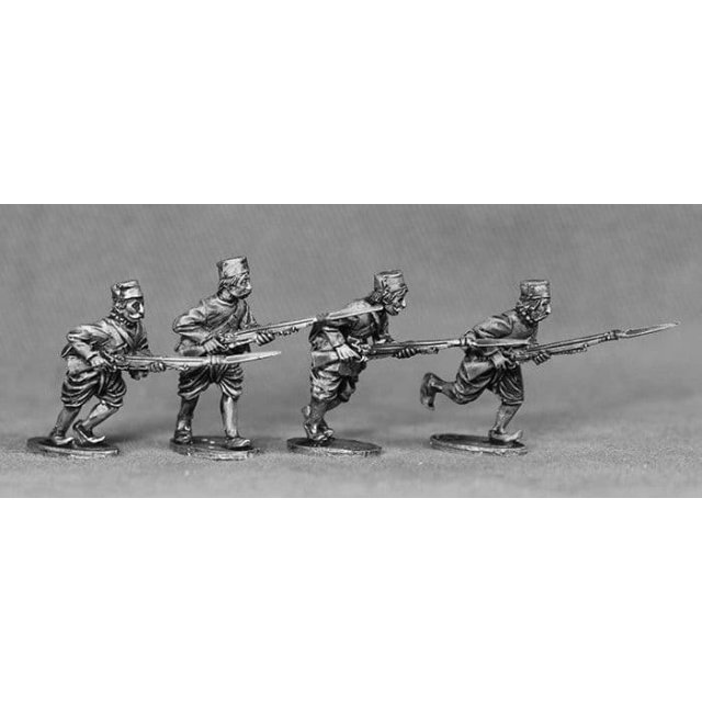 BNI Sepoys, native dress, muskets, charge bayonets (I), covered forage caps. (4 figs).