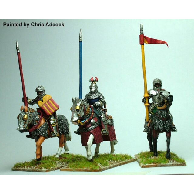 Mounted Men- at-arms,&#39white armour&#39,lance upright,armoured