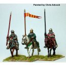 Mounted Men-at-arms lance upright,horses walking