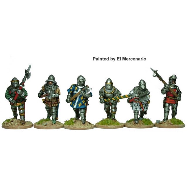 Dismounted Men at Arms advancing with polearms