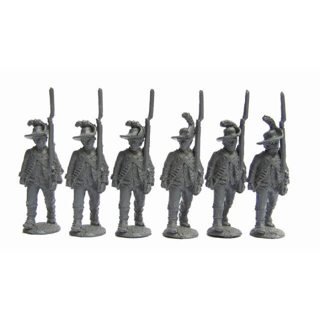 British Infantrymen, slouch hats and cut-down coats, advancing,