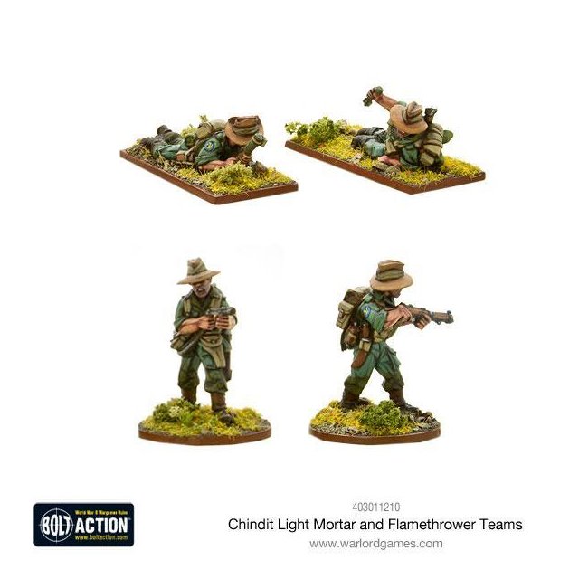 Chindit flamethrower and light mortar teams