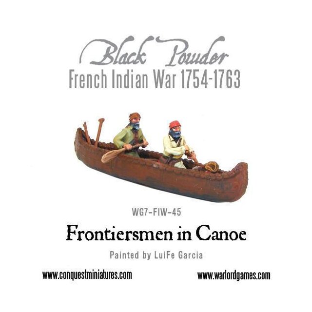 French-Indian War Frontiersmen in Canoe