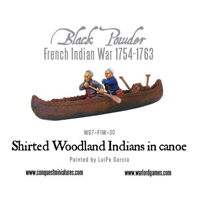 Shirted Woodland Indians in canoe