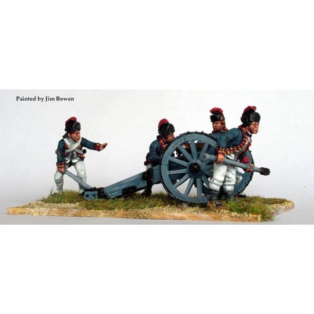 British Royal Artillery aiming 6 pounder, Saratoga dress