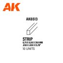 Strips 0.75 x 0.50 x 350mm – STYRENE STRIP – (10 units)