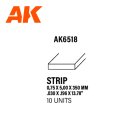 Strips 0.75 x 5.00 x 350mm – STYRENE STRIP – (10 units)