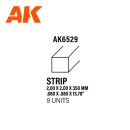 Strips 2.00 x 2.00 x 350mm – STYRENE STRIP – (9 units)