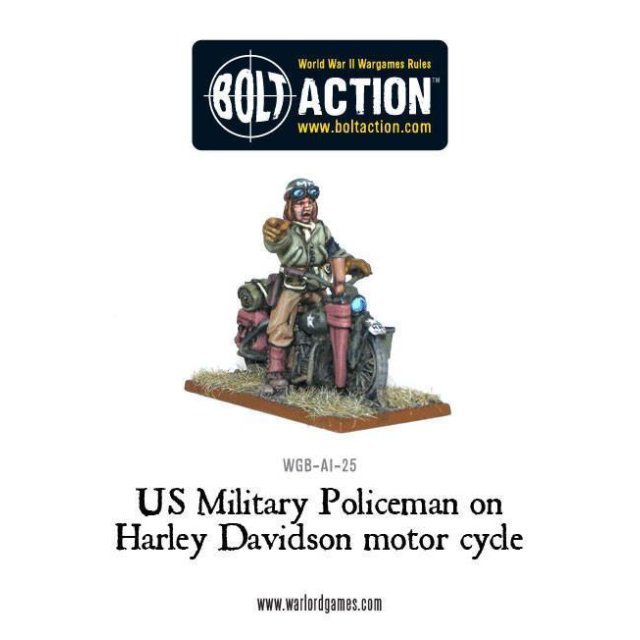 US Military Policeman on Harley Davidson motor cycle