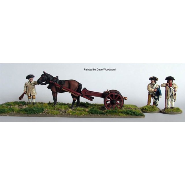 Limbered 3 pdr ‘Butterfly’ with horse, driver and 2 Continental