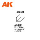 Angle 3.0 x 3.0 x 350mm – STYRENE ANGLE – (4 units)