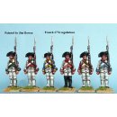 French Fusiliers standing, shouldered arms, 1776 coats