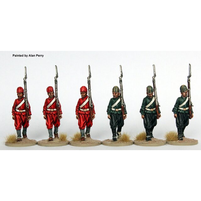 Nizam-i-cedid Anatolian nefer infantry in caps, marching