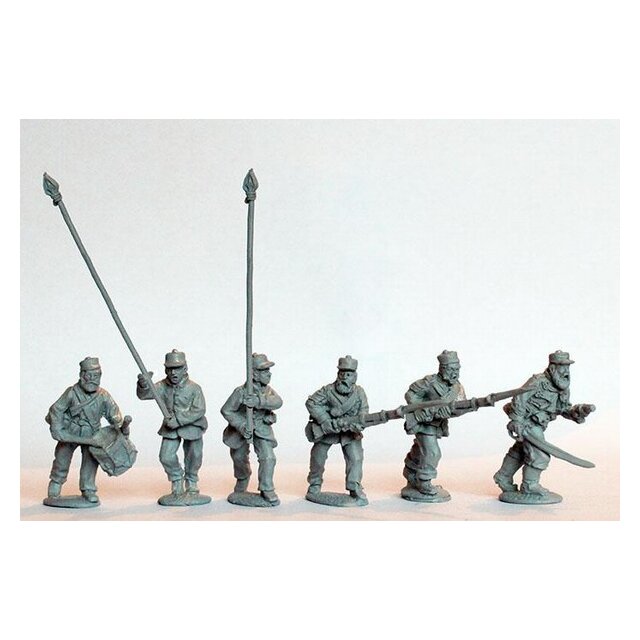 Line Infantry command charging, campaign dress, Kilmarnocks and