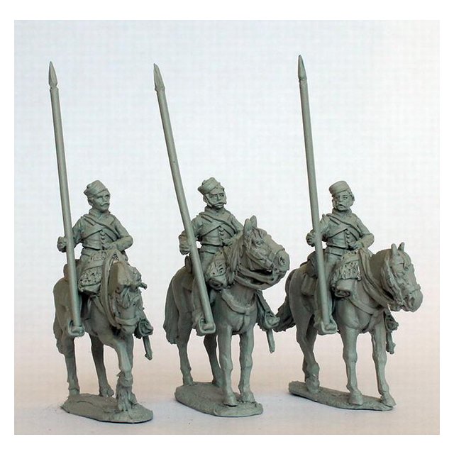 British Lancers standing, stable jackets, lance upright