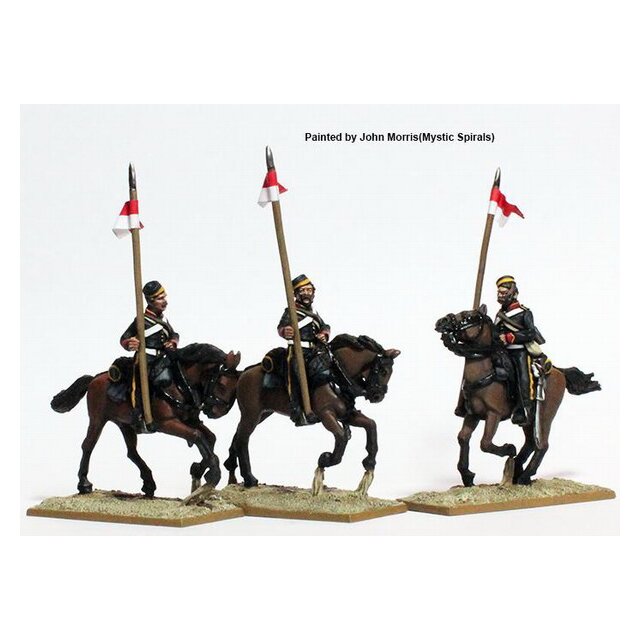 British Lancers galloping, stable jackets, lance upright