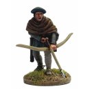 Geordie Johnstone, on foot with bow nocking arrow, bonnet...
