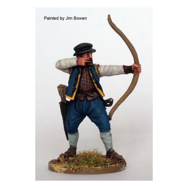 Archer shooting, livery coat over jack, cap.