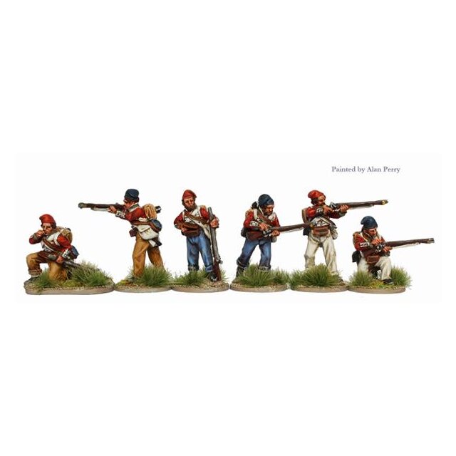 Infantry in coatees and stocking-caps skirmishing