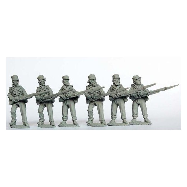 Infantry standing, defending, coatees, peaked forage caps