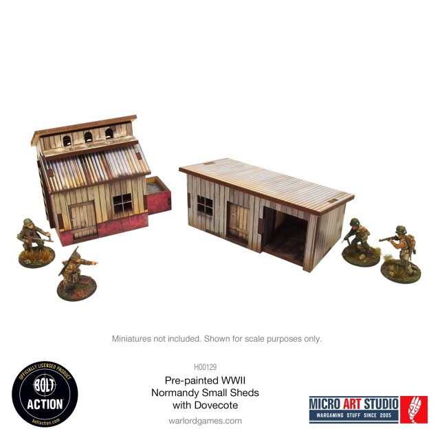 Pre-painted WW2 Normandy Small Sheds with Dovecote