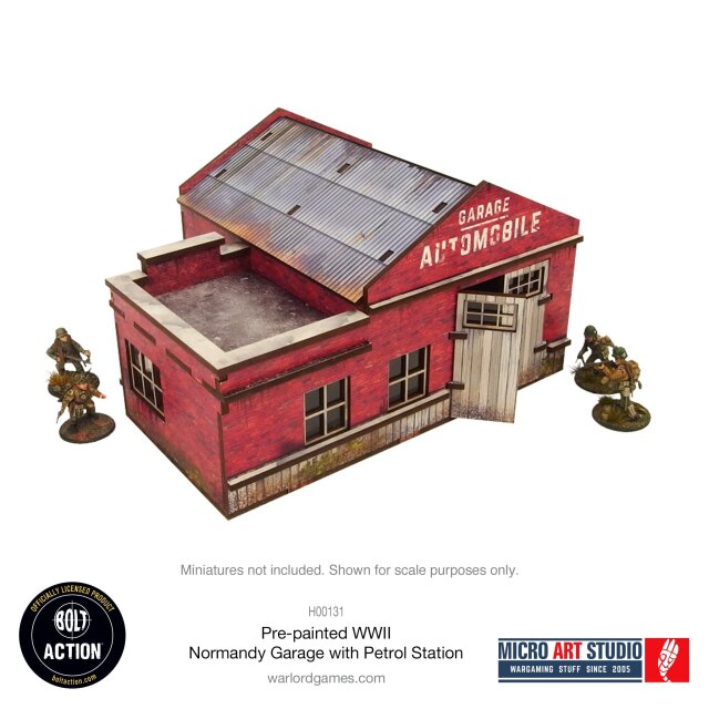 Pre-painted WW2 Normandy Garage with Petrol Station