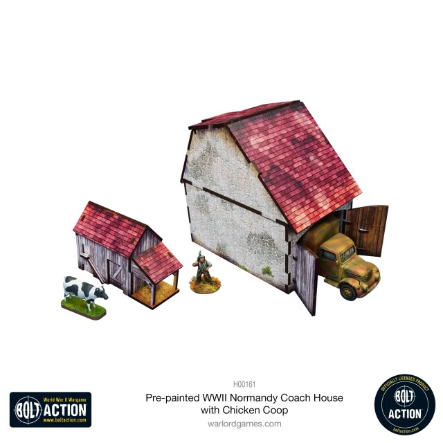 Bolt Action: Pre-painted WWII Normandy Coach House with Chicken