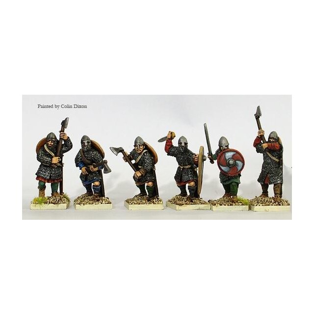 Mailes sword and axemen, advancing/attacking