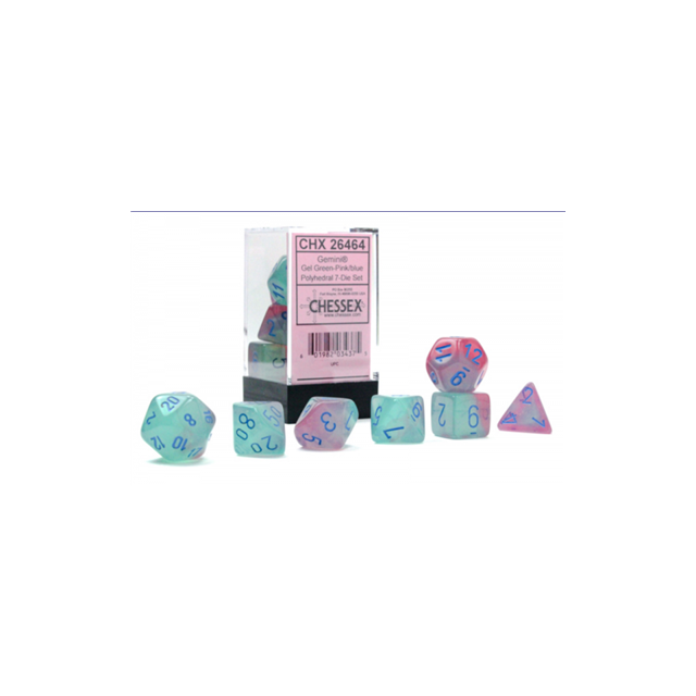 Gemini Polyhedral Gel Green-Pink/blue Luminary 7-Die Set