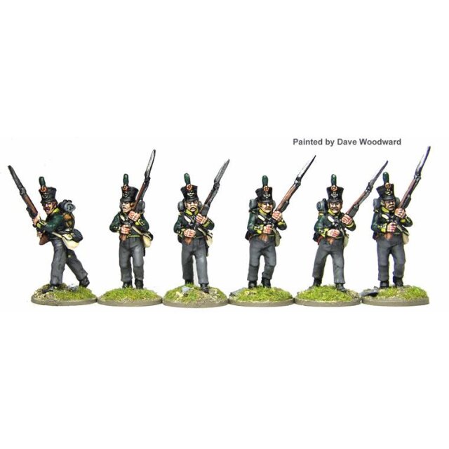 Dutch/Belgian Jagers/Chasseurs advancing high-porte