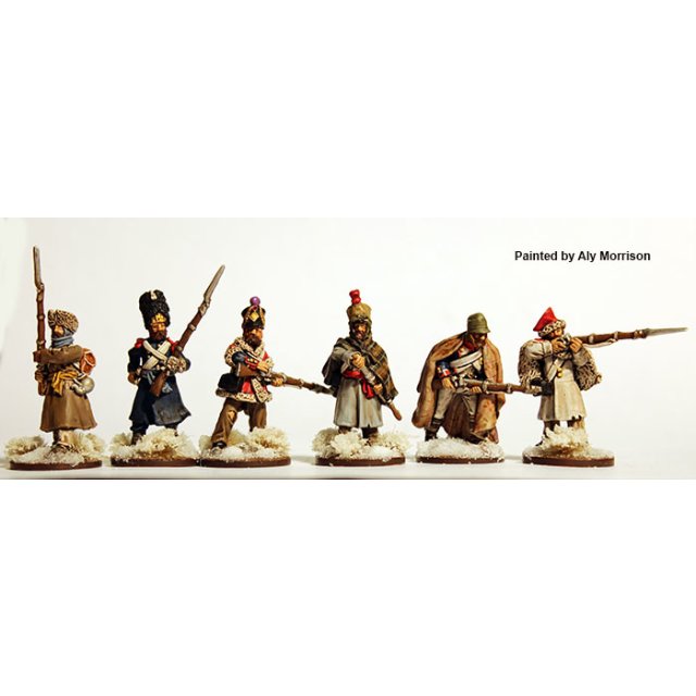Infantry in varied uniforms/clothing, skirmishing , Retreat from