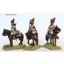Dragoons, elite company in bearskins on standing horses,...