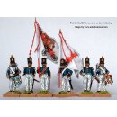 Infantry command standing, coatee and cylindrical shako