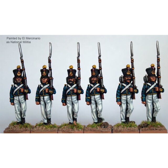 Infantry marching, centre companies, coatees and early bell top