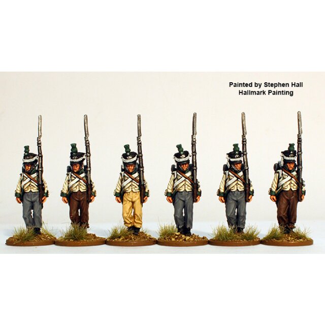 Lippe-Detmold Fusiliers marching, in shakos and overalls 1809-1